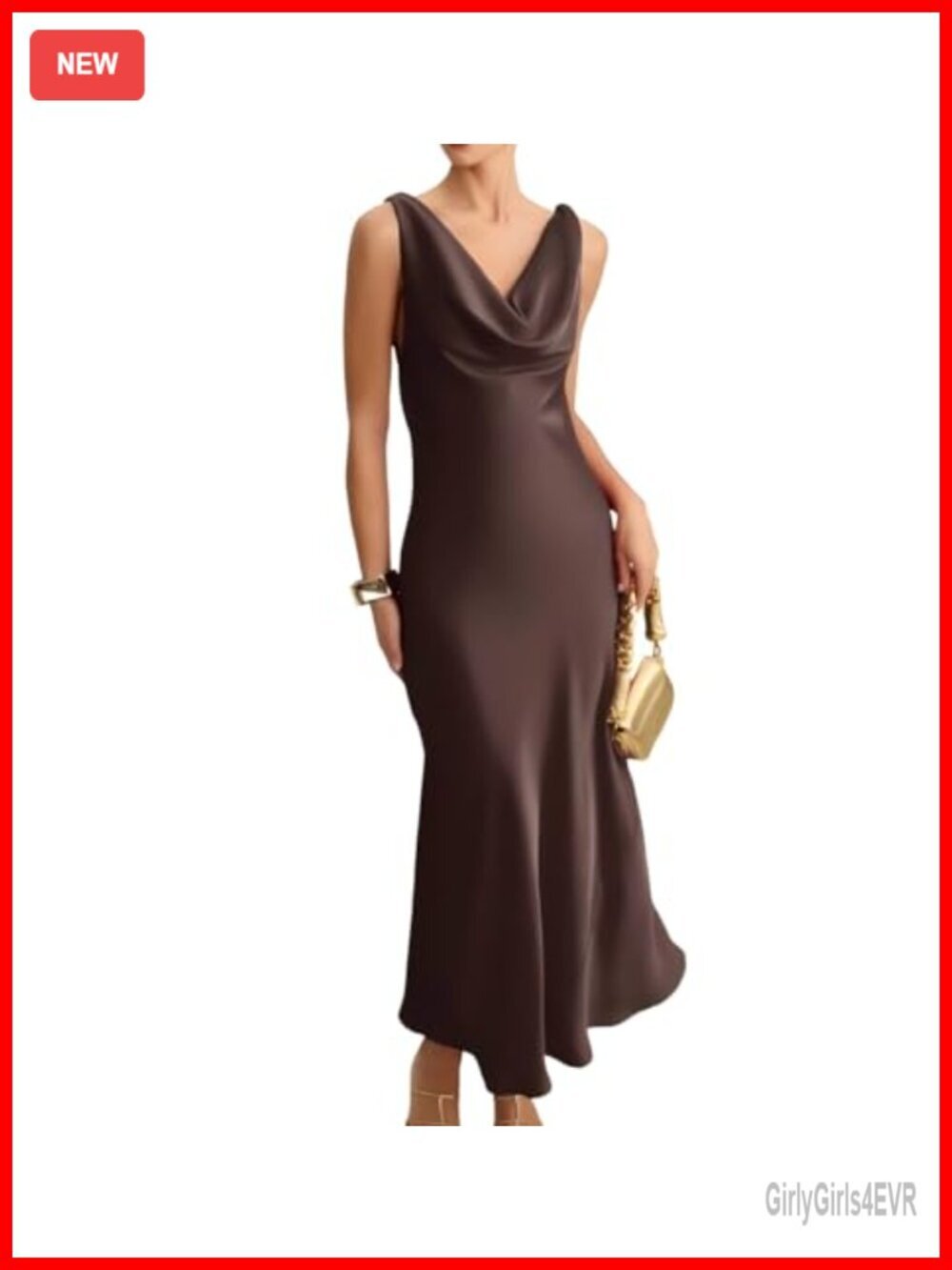 Cowl Neck Sleeveless Bodycon Maxi Dress Pleated Back Tie